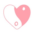 Vector hand drawn pink Yin Yang heart symbol