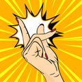 Vector hand drawn pop art illustration of hand. Hand gesture Royalty Free Stock Photo