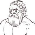 Vector hand drawn portrait of an old bearded man with muscles. Vector eps 10 Royalty Free Stock Photo