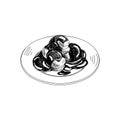 Vector hand drawn profiterole. Dishes of Italian cuisine.