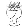 Vector hand drawn pudding icon badge dessert