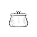 Purse hand drawn sketch icon.