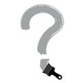 Vector hand-drawn question mark isolated, punctuation mark created with paintbrush. Monochrome conversation symbol made with