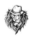 Vector hand drawn realistic lion