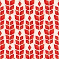 Vector red leaves flowers folk ecru repeat pattern Royalty Free Stock Photo