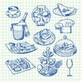 Vector hand drawn restaurant or service elements set