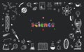 Vector hand drawn Science and Education doodle Frame . DNA, Biology, Astronomy and other