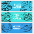 Vector hand drawn sea food Illustration. Royalty Free Stock Photo