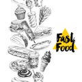 Vector hand drawn sea food Illustration. Royalty Free Stock Photo