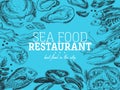 Vector hand drawn sea food Illustration. Royalty Free Stock Photo