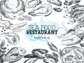Vector hand drawn sea food Illustration. Royalty Free Stock Photo