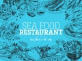 Vector hand drawn sea food Illustration. Royalty Free Stock Photo