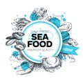 Vector hand drawn sea food Illustration. Royalty Free Stock Photo