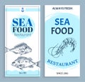 Vector Hand Drawn Seafood Restaurant Banner Set