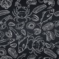 Seafood seamless pattern