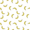 Vector hand drawn seamless banana pattern