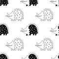 Vector hand-drawn seamless childish pattern with cute doodle dinosaurs on a white background. Kids texture for fabric Royalty Free Stock Photo