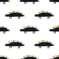 Vector hand-drawn seamless childish pattern with cute doodle dinosaurs on a white background. Kids texture for fabric Royalty Free Stock Photo