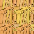 Vector hand drawn seamless pasta pattern.