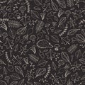Vector hand drawn seamless pattern with autumn elements contours
