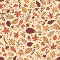 Vector hand drawn seamless pattern with autumn elements Royalty Free Stock Photo