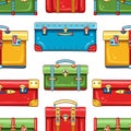 Travel baggage seamless pattern with suitcases