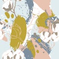 Vector hand drawn seamless pattern with cotton