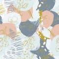 Vector hand drawn seamless pattern with cotton