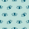 Vector hand drawn seamless pattern with cute open eyes