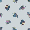 Vector hand drawn seamless pattern, decorative stylized childish feather in the shape of tree. Doodle style, tribal graphic illust Royalty Free Stock Photo
