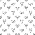 Vector hand drawn seamless pattern, decorative stylized childish hearts. Doodle style, tribal graphic illustration Cute hand drawi Royalty Free Stock Photo