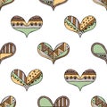 Vector hand drawn seamless pattern, decorative stylized childish hearts. Doodle style, tribal graphic illustration Cute hand drawi Royalty Free Stock Photo