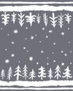 Winter Floor Mat design.Vector hand-drawn seamless pattern with Doodle Pine tTees. Floral Scandinavian Nordic Background