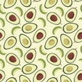 Pattern with ripe green avocados