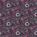 Vector hand drawn seamless pattern with tribal abstract elements Royalty Free Stock Photo