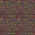 Vector hand drawn seamless pattern with tribal abstract elements Royalty Free Stock Photo