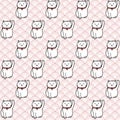 Vector hand drawn seamless pattern with white japanese maneki neko lucky cats Royalty Free Stock Photo