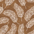 Vector hand drawn seamless patterns with feathers Royalty Free Stock Photo