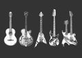 Acoustic and electric guitars set Royalty Free Stock Photo