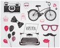 Vector hand-drawn set of hipster style elements Royalty Free Stock Photo