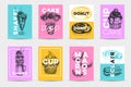 Vector hand drawn set of trendy sweets Illustrations.