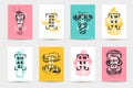 Vector hand drawn set of trendy sweets Illustrations.