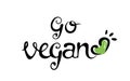 Vector hand drawn sign.Calligraphy Go Vegan. heart. lettering. Motivational quote. black green. Print, logo.