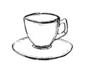 Vector hand drawn sketch coffee cup. Illustration for design, print or background Royalty Free Stock Photo