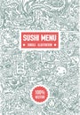 Vector Hand drawn sketch of doodle sushi menu illustration on white background