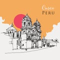 Cusco, Peru sketechy hand drawn illustration