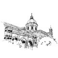 Drawing sketch illustration of Palermo Cathedral, Sicily