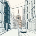 Vector hand drawn sketch illustration of St. Paul Cathedral in London, United Kingdom