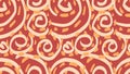 Vector hand drawn sketch large abstract organic shapes seamless pattern. Brown background with yellow unique twisted shape.