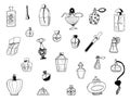 Vector Hand drawn sketch of parfume bottles illustration on white background